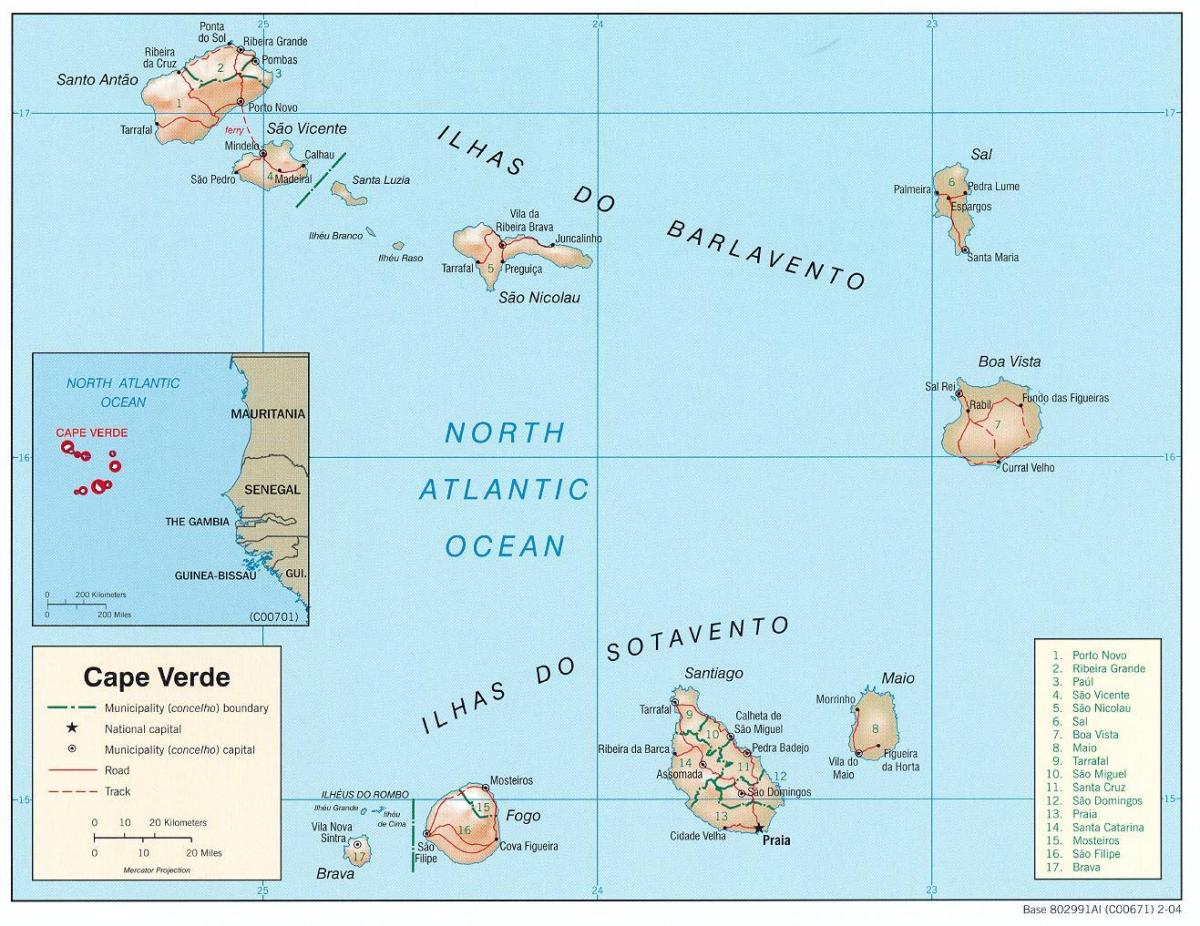 мапата покажувајќи Кејп Верде